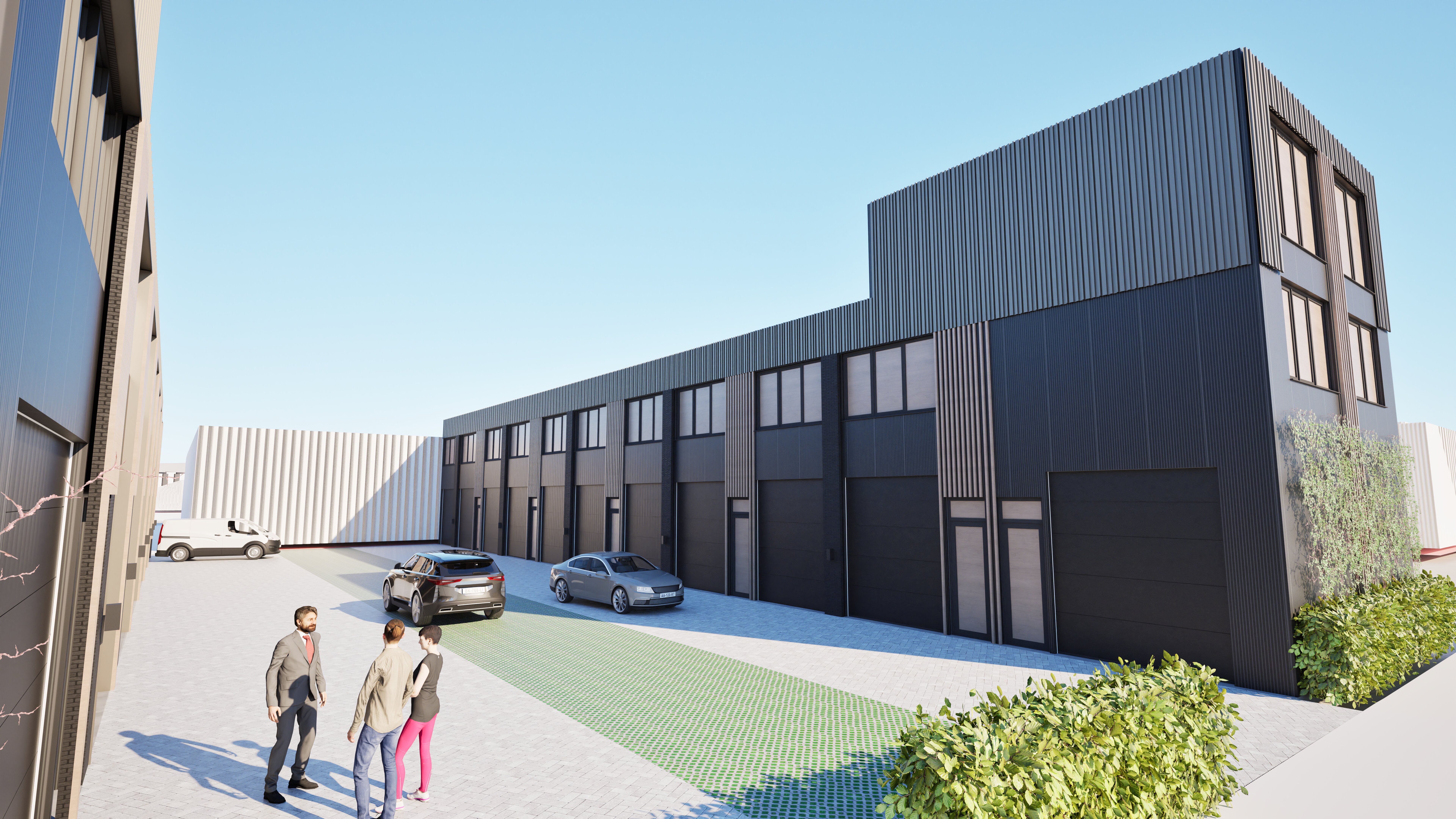 De Hofman bedrijfsunit - zijaanzicht met garage